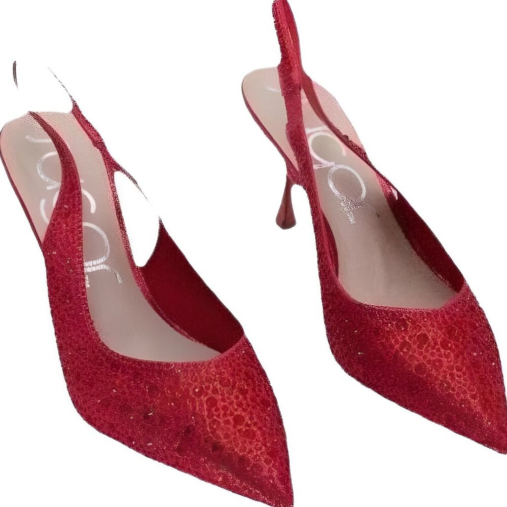Sugar Dazzy Slingback Pumps with Jewels 3" Heel Red Women's US 7.5M